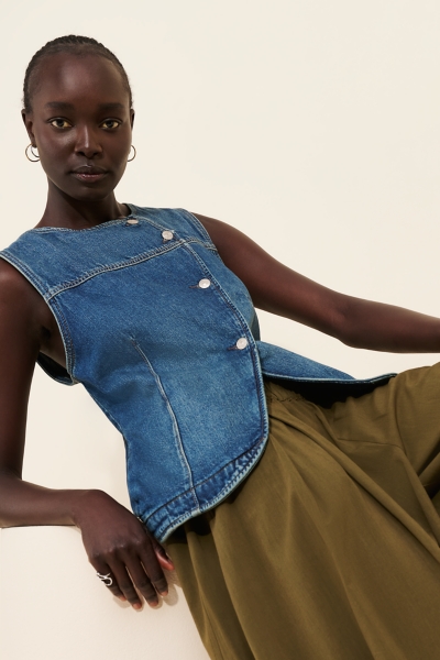 Maris Asymmetric Denim Vest | Nuuly