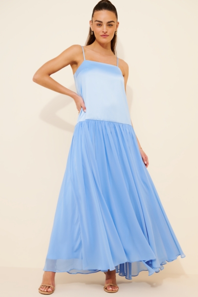 chinese dress ladies Ocean wave tulle maxi dress with ruffled skirt, Garden of Eden main image 1