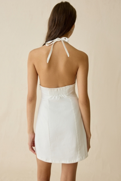 Flowerbeds Plunging Halter Mini Dress