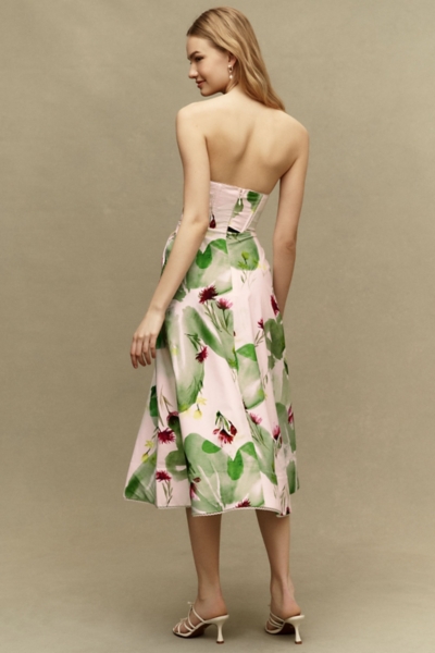 fit and flare midi party wear dress for women Fit and Flare Midi Dress-Multi Meadow Flowers Lattice main image 1