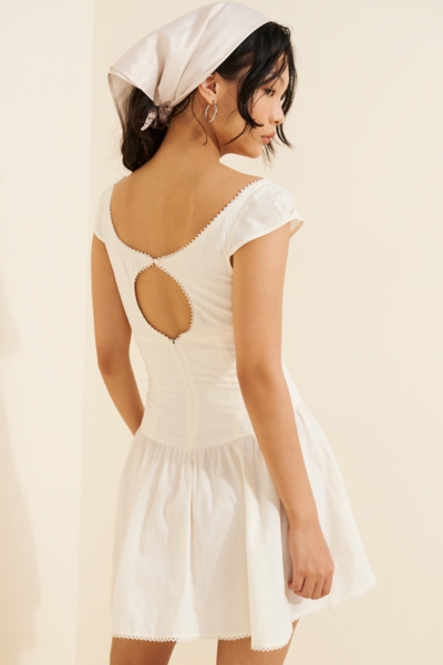 slim fit dress slacks White Fit And Flare Dress Mini Eyelet Fabric