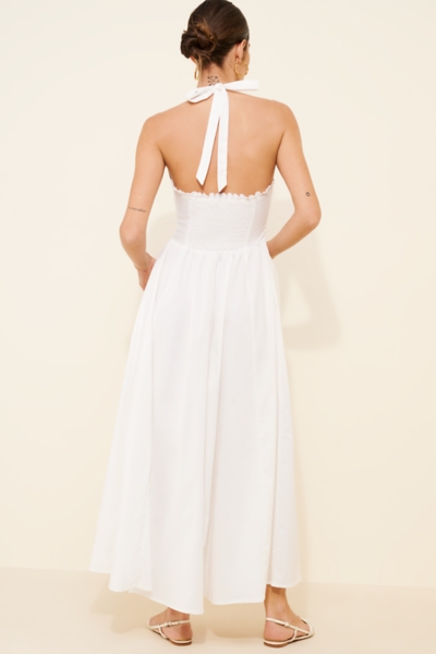 Tea Time Basque Waist Halter Midi Dress | Nuuly