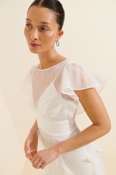 hutch ruffle maxi dress Hutch Bardot L/S Maxi Dress