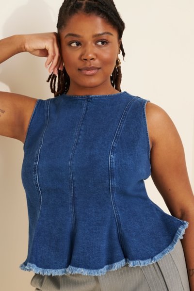 Sleeveless Denim Peplum Top | Nuuly