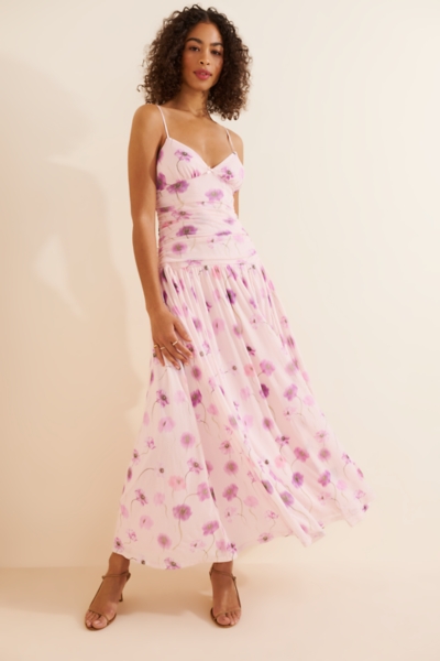 chinese dress ladies Aqua Linen Azura Midi Dress main image 0