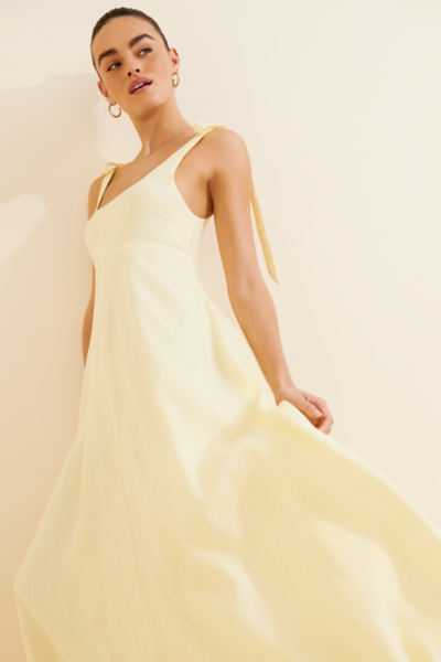 Valara Linen Blend Shoulder Tie Maxi Dress | Nuuly