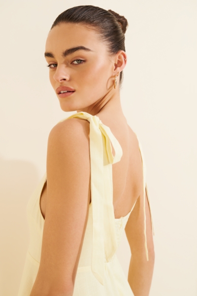 Valara Linen Blend Shoulder Tie Maxi Dress | Nuuly