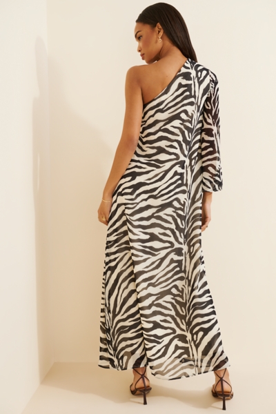 One Shoulder Zebra Kaftan Dress | Nuuly