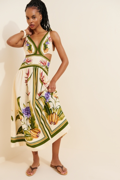 green emerald velvet dress Green Bright Yard Maxi Dress – FARM Rio main image 0