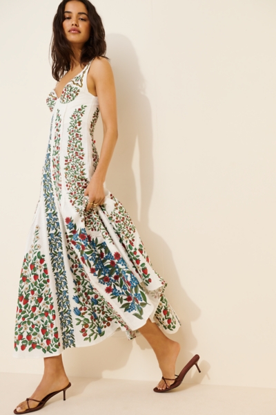 chinese dress ladies Strapless Tropical Fruit Print Maxi Dress main image 1