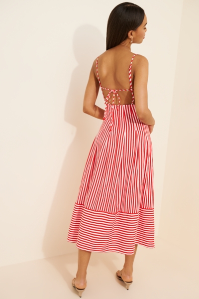 red striped maxi dress Cecily Cotton Stripe Maxi Dress in Red Stripe  Poppy and Pink