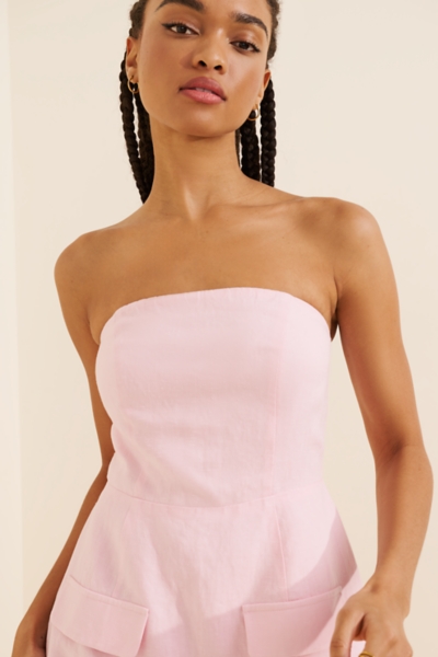 knee length dresses for ladies Chic Amore Strapless Pleated Satin A-Line Mini Dress