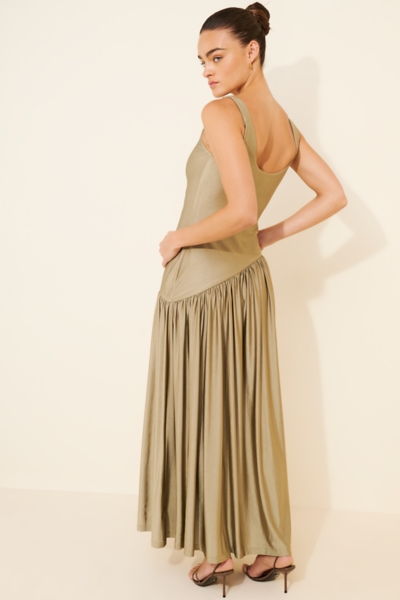 asymmetric waist dress Asymmetric Waist Demi Cup Midi Dress