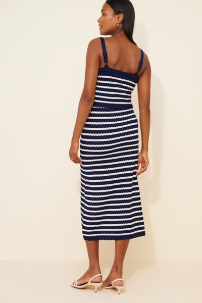 blue pointelle knit midi dress Self Portrait Pointelle Knit Midi Dress by Self Portrait