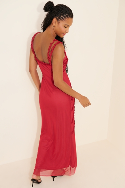 laagam red dress Arabella Ruffled Dress
