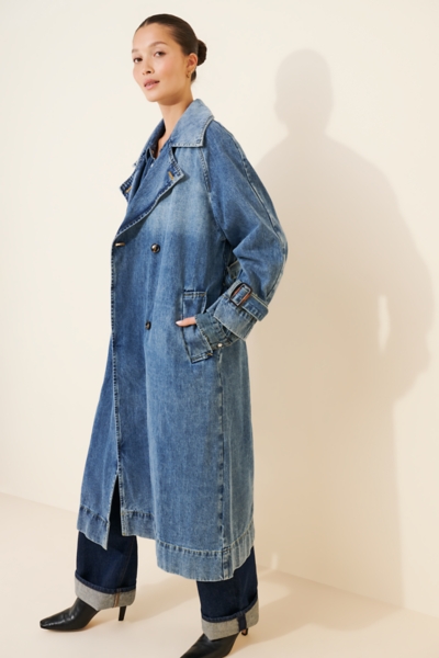 Washed Denim Trench Coat | Nuuly