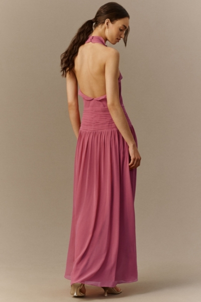 Plunge Halter Chiffon Dress | Nuuly