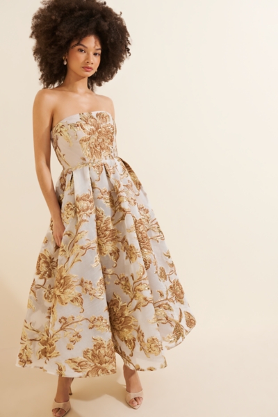 Petite Bronze Strapless Dress | Nuuly