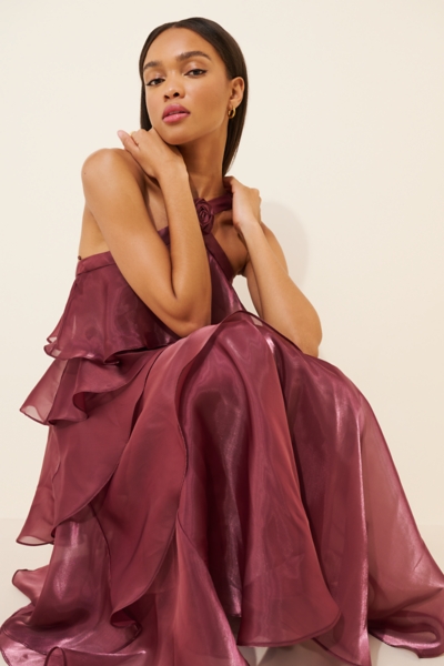 strapless open back dress Buy Azaria Organza Maxi Dress Online in India main image 0