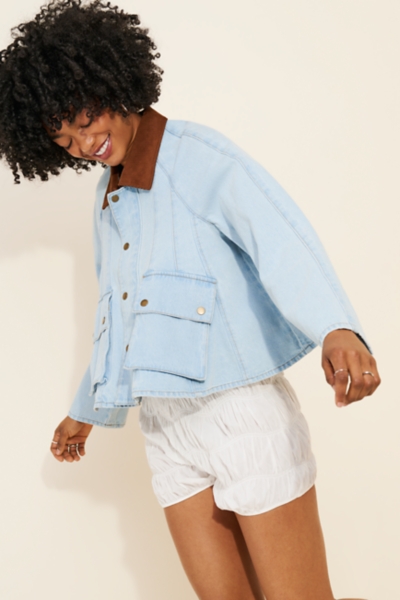 Denim Contrast Collar Jacket | Nuuly