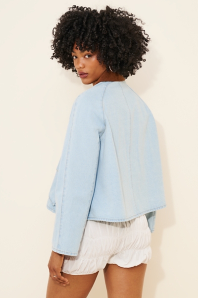 Denim Contrast Collar Jacket | Nuuly