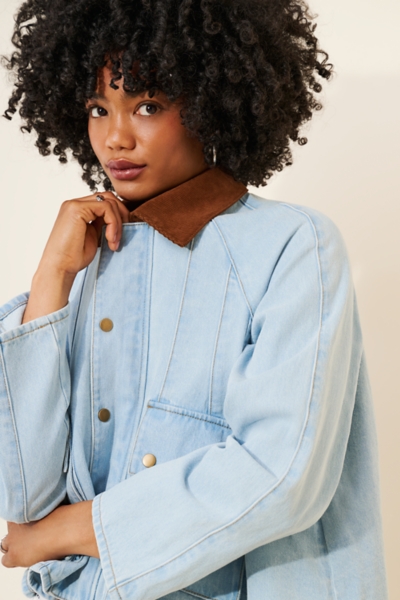 Denim Contrast Collar Jacket | Nuuly