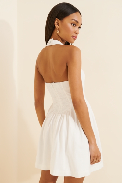 knee length dresses for ladies Perfect Stranger Menorca Halter Mini Dress White main image 0