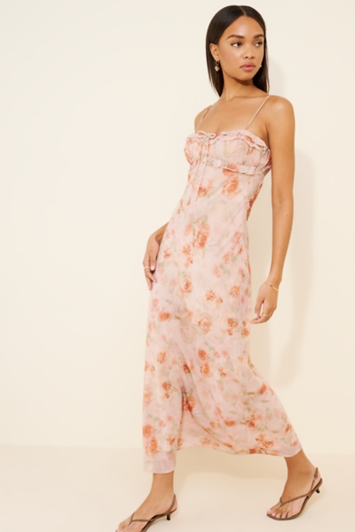 knee length dresses for ladies Baltic Born Womens Katherine Maxi Dress | Cream + Rust Floral