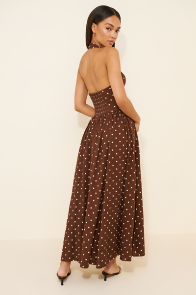 Polka Dot Halter Maxi Dress