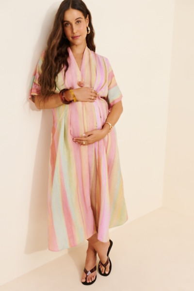 Wrap Dress White And Pink Maternity Dress The Margarette Maternity Maxi By  HATCH Rent The Runway
