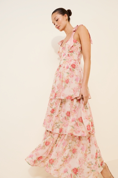 knee length dresses for ladies Simply Romantic Floral Tiered Maxi Dress – Josie's Boutique main image 1