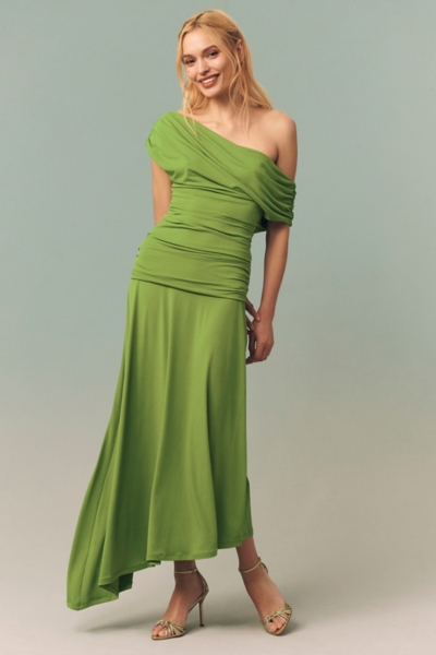 n21 green dress Tara One-Shoulder Midi Lookastic