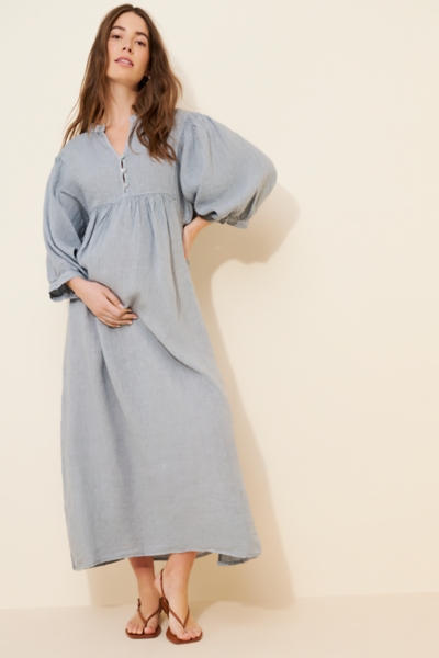blue long sleeve cocktail dress Yasmine Ruched Long Sleeve Maxi Dress main image 1