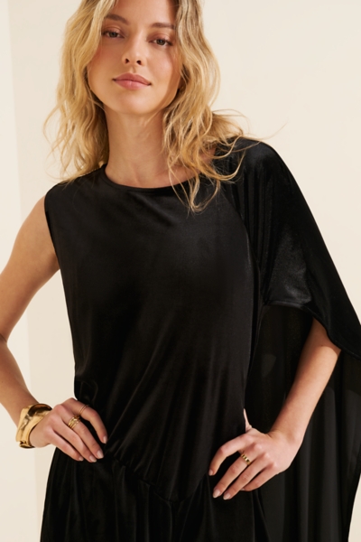 Draped Velvet Sleeveless Jumpsuit | Nuuly