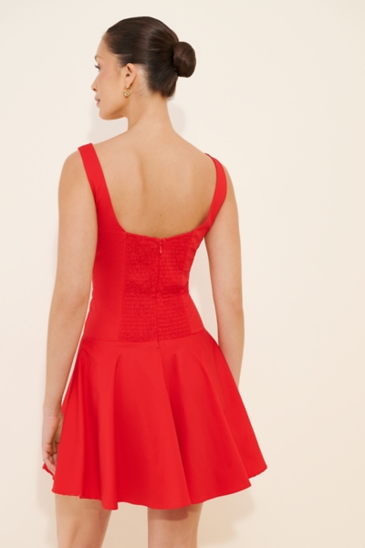 cheap red skater dress Red Bengaline Open Back Skater Dress