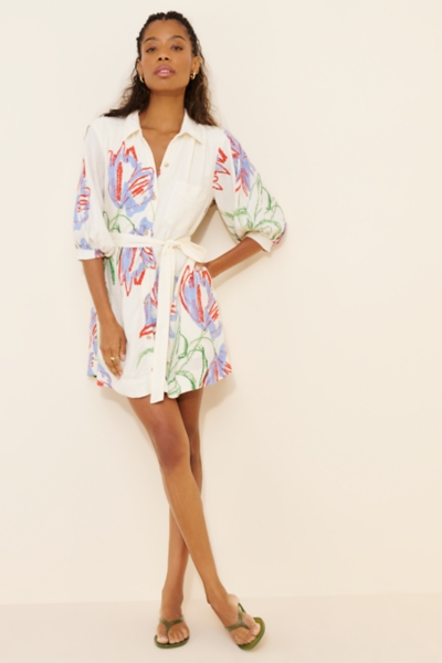 Mona Linen-Blend Mini Shirtdress | Nuuly