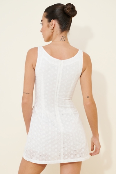 vintage tea length dresses Vintage Floral Straps Slip Corset Tea Dress White