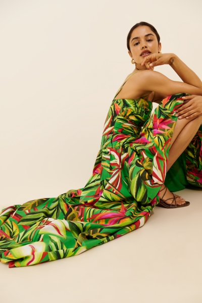 green emerald velvet dress Escape The Tropics Strapless Maxi Dress  VICI