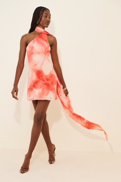 maeve halter scarf mini dress Maeve Draped Halter Satin Mini Dress