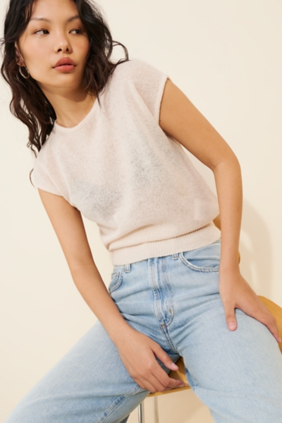 Sorin Deep Waistband Sheer Sweater Top | Nuuly