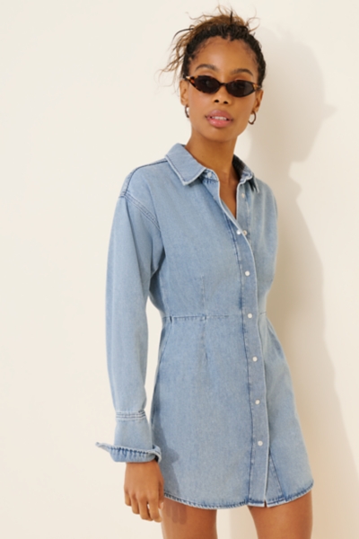 distressed denim jacket dress Women's and ideal for layering Say Goodnight Denim Halter PL:Womenswear Size:Small (Sizes 6-7)