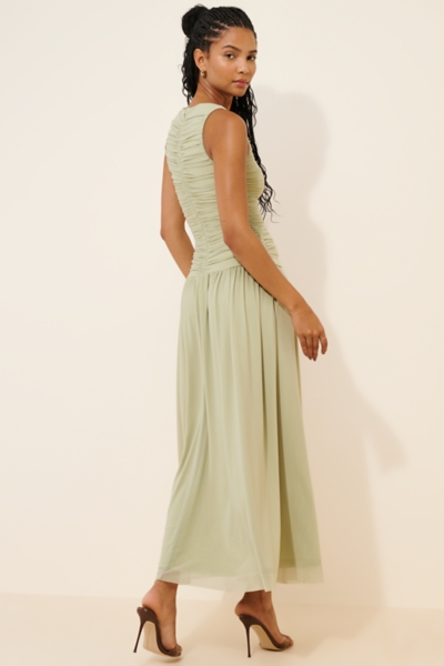 Ruched Drop Waist Racer Maxi Dress | Nuuly