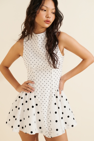 polkadot dress white Isobel Polka Dot Halterneck Mini Dress