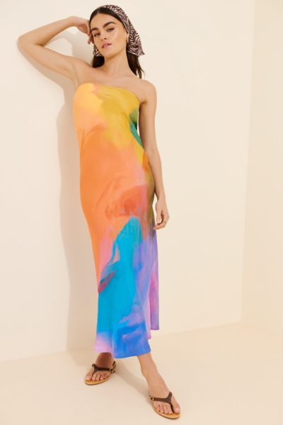 chinese dress ladies Maxi Dress with Side Slits in Abstract Stripes Twirls and Twists / 3XL