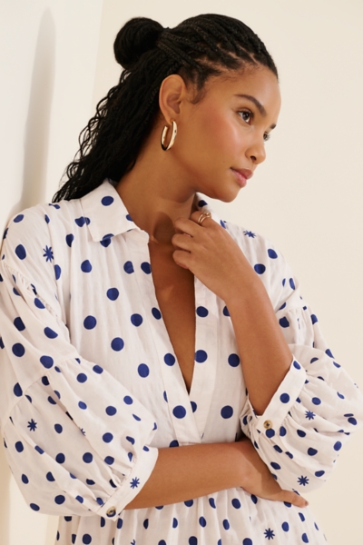 the carolita printed tiered shirt dress The Carolita Printed Tiered Shirt Dress by Celandine