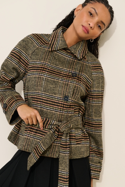 UK Green Check Wool Cropped Coat | Nuuly