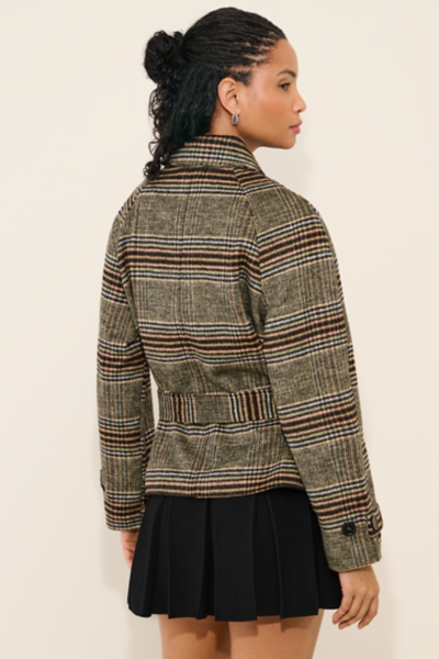 UK Green Check Wool Cropped Coat | Nuuly