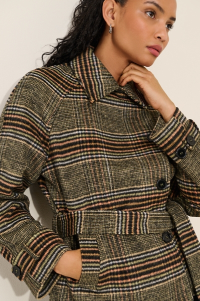 1点のみ＊新品 heavy wool jacket エクリュ 38 UK Green Check Wool Cropped Coat | Nuuly