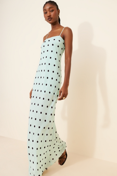 green emerald velvet dress Miss Circle Women Rahma Polka Dot Drop Waist Midi Cotton Poplin Dress