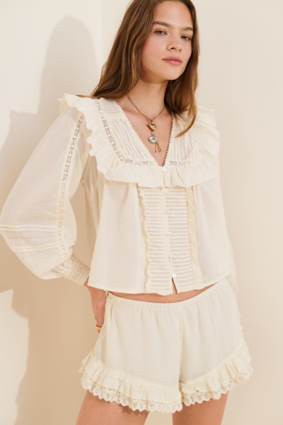 Lace Trim Pintuck Blouse | Nuuly
